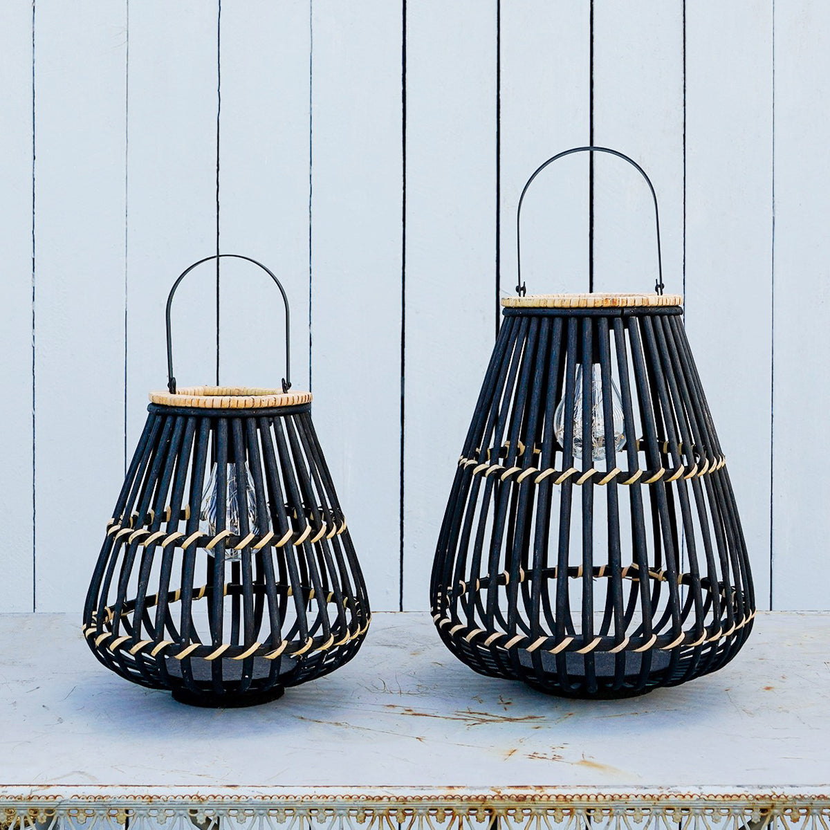 Original Barn丨Black Bamboo Solar Lantern, Pick Your Size