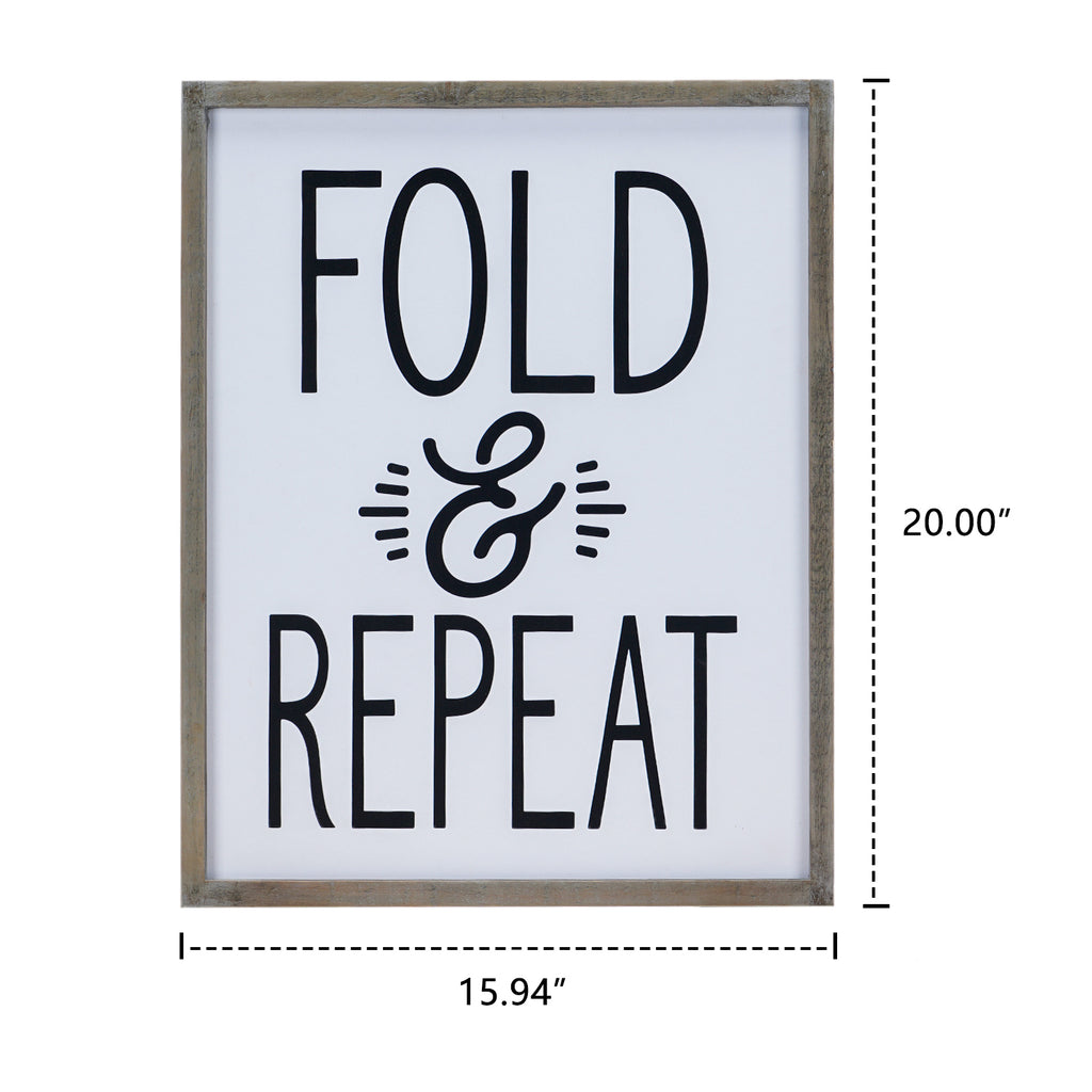 Fold & Repeat Laundry Room White Wall Sign