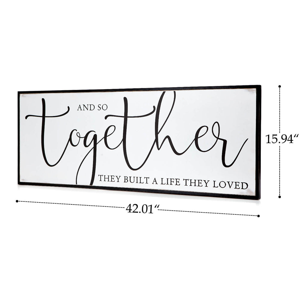 Original Barn丨And So Together Wall Sign, 42"×16", Wood Framed, White