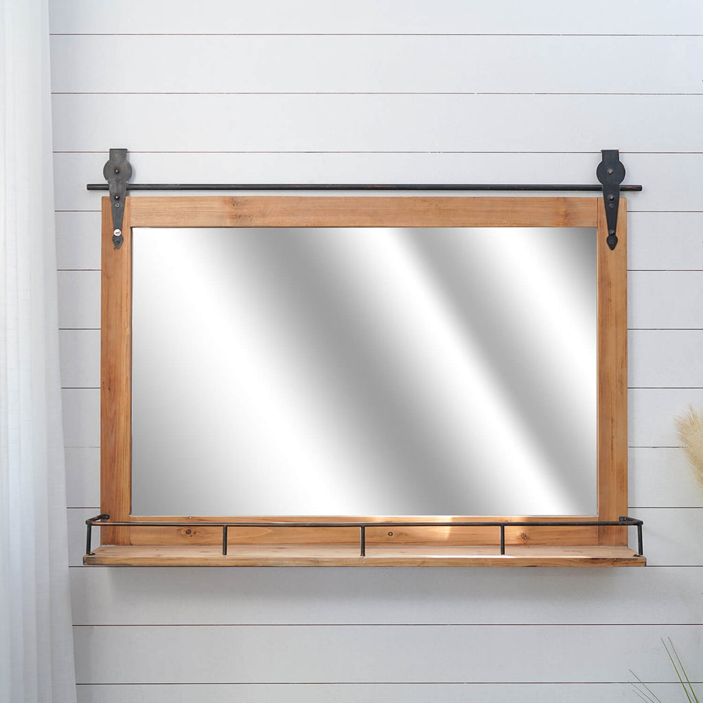 Original Barn丨Barn Door Mirror with Shelf