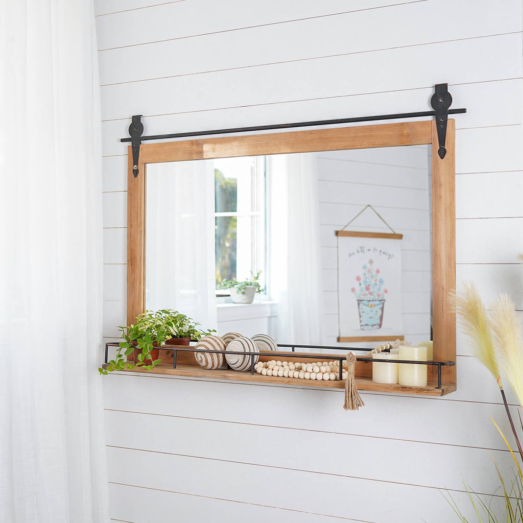 Original Barn丨Barn Door Mirror with Shelf