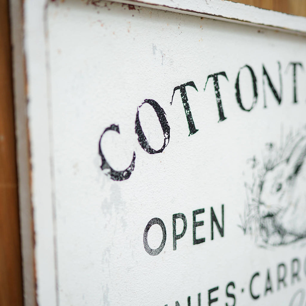Original Barn丨Cottontail Farms Metal Sign, 36"×19", White, Distressed