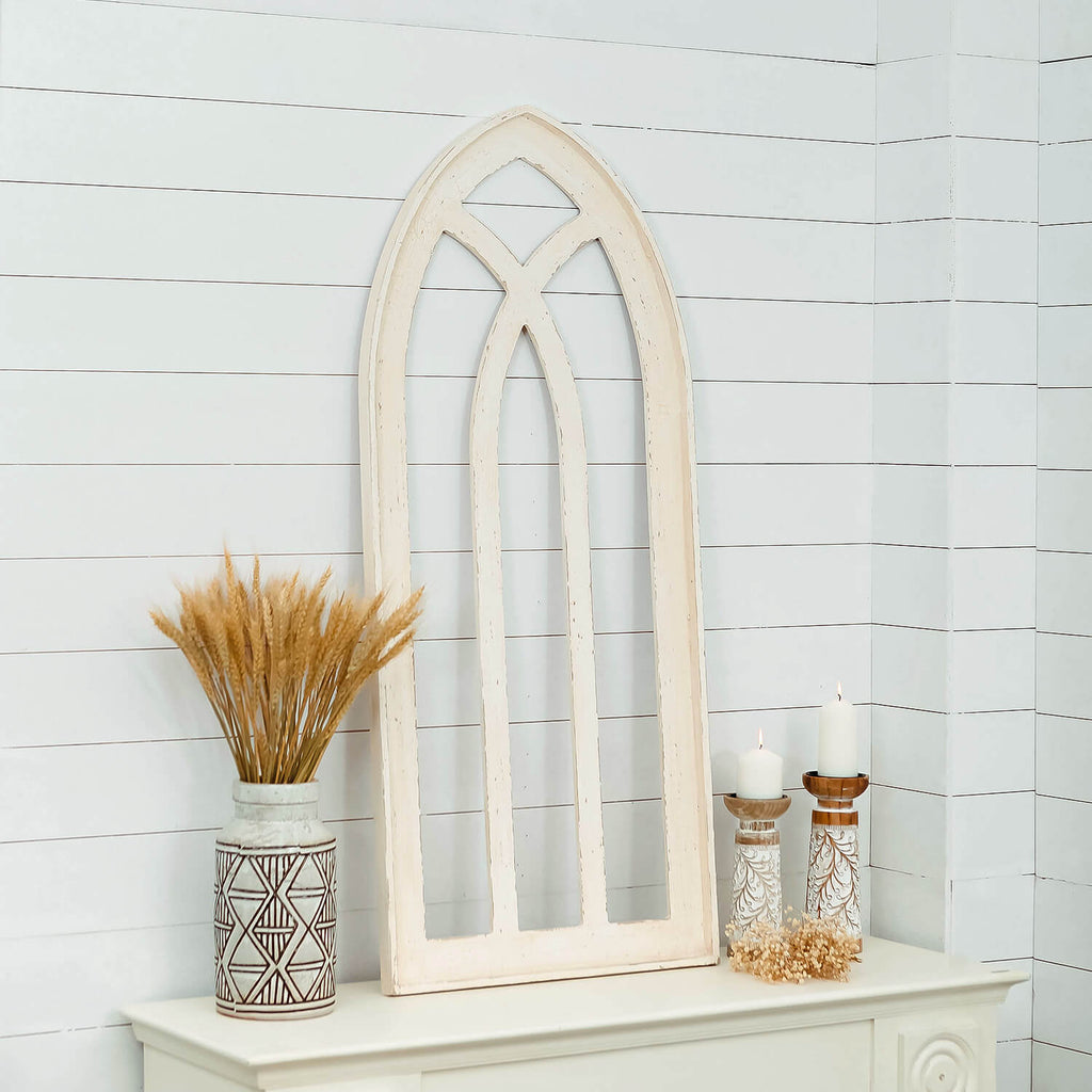 Original Barn丨Gothic Cathedral White Wooden Window Frame Wall Decor
