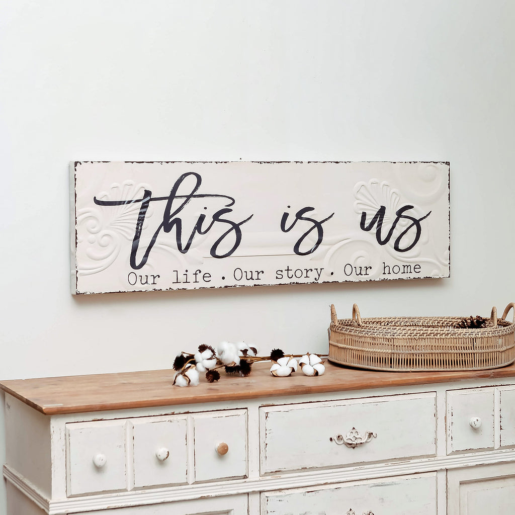 this is us Embossed Iron Wall Sign