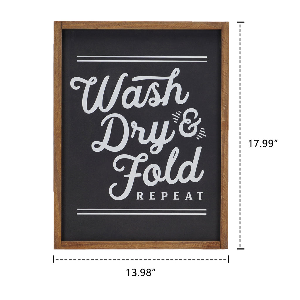 Wash Dry & Fold Repeat Laundry Room Wall Sign