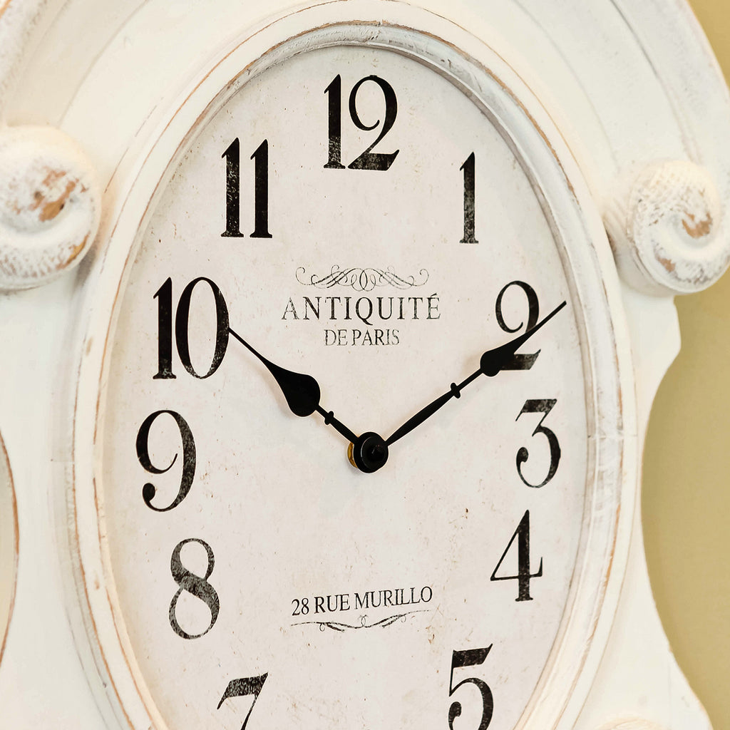 Whitewashed Wooden Wall Clock