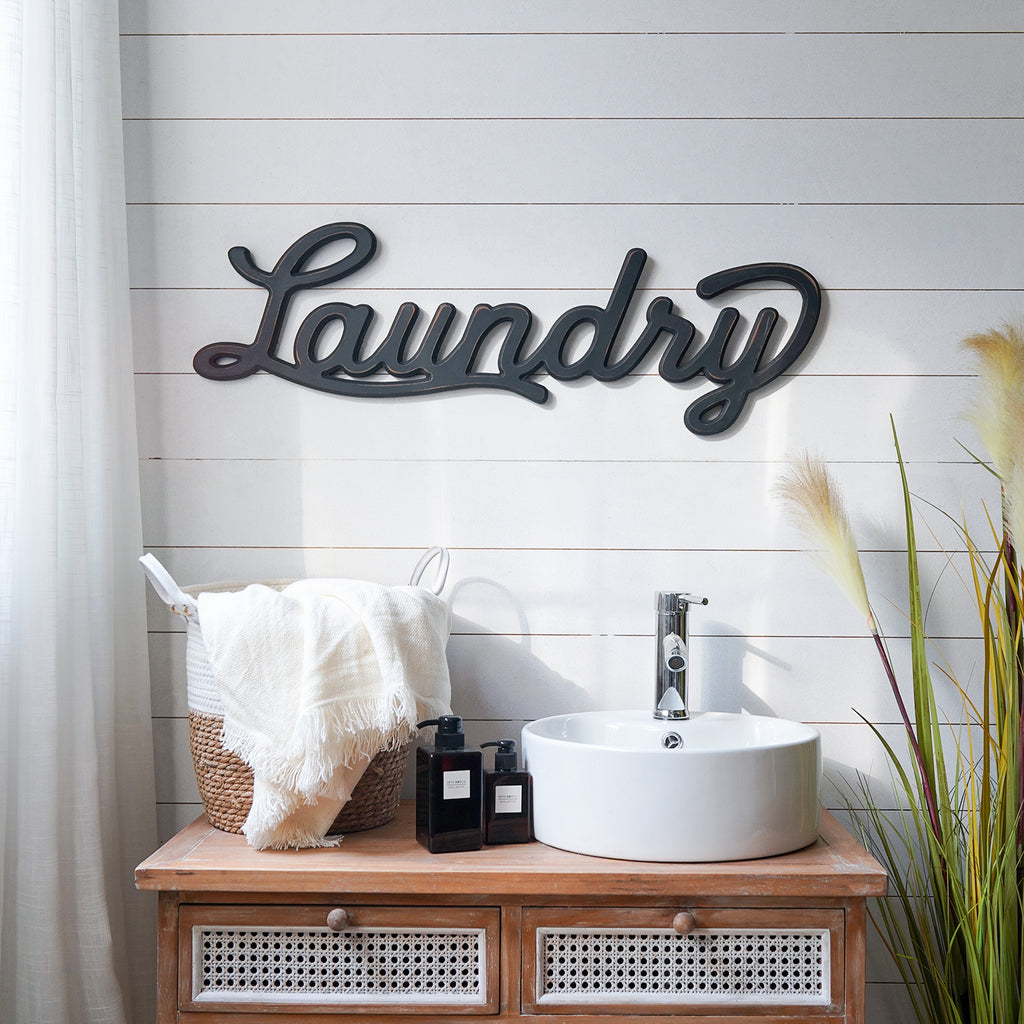 Wooden Cutout Laundry Wall Decor