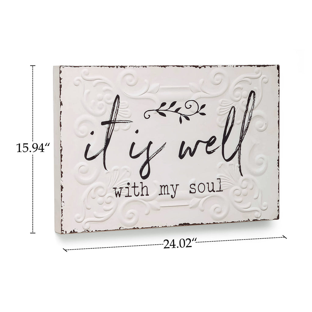 it is well Embossed Iron Wall Sign